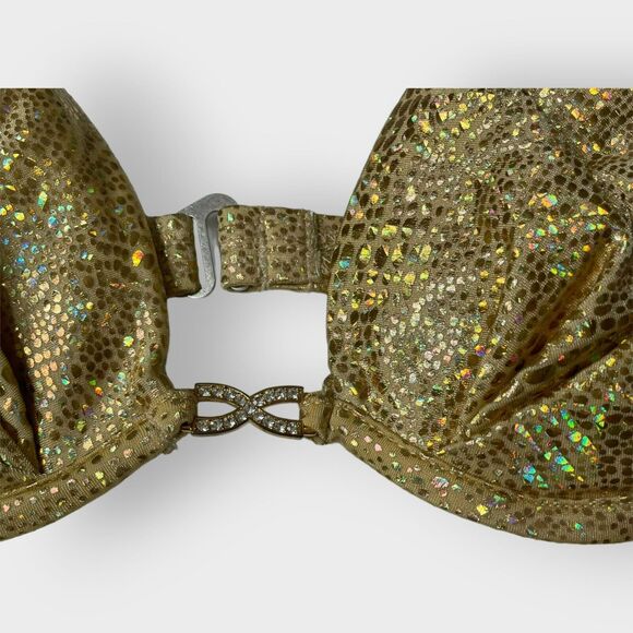 VTG Carabella Collection Bikini Hologram Gold Mob Wives High Cut Reptile Size 10 - Picture 3 of 11